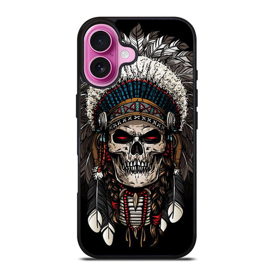 INDIAN FEATHER SKULL ART 2 iPhone 16 Plus Case Cover