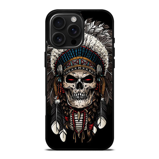 INDIAN FEATHER SKULL ART 2 iPhone 16 Pro Max Case Cover