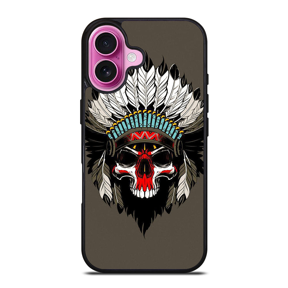 INDIAN FEATHER SKULL ART iPhone 16 Plus Case Cover