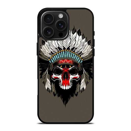 INDIAN FEATHER SKULL ART iPhone 16 Pro Max Case Cover