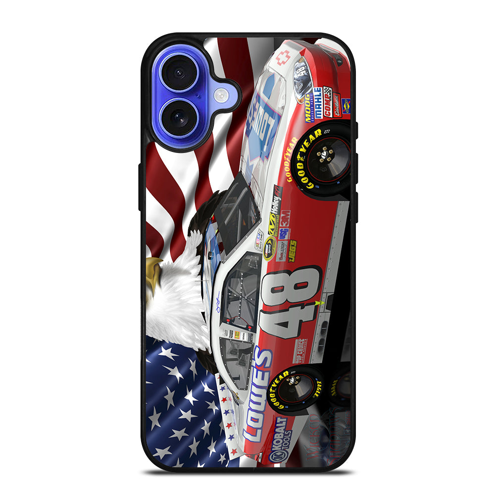 JIMMIE JOHNSON NASCAR AMERICAN FLAG iPhone 16 Case Cover