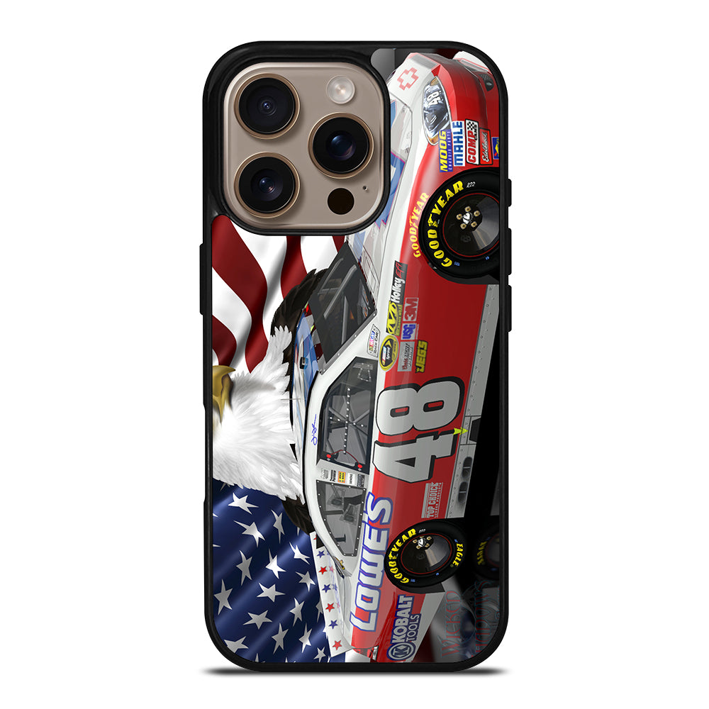 JIMMIE JOHNSON NASCAR AMERICAN FLAG iPhone 16 Pro Case Cover