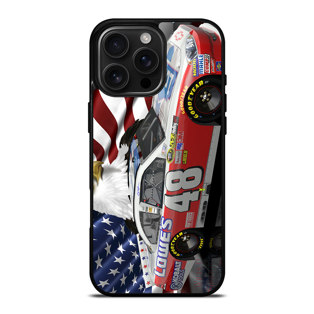 JIMMIE JOHNSON NASCAR AMERICAN FLAG iPhone 16 Pro Max Case Cover