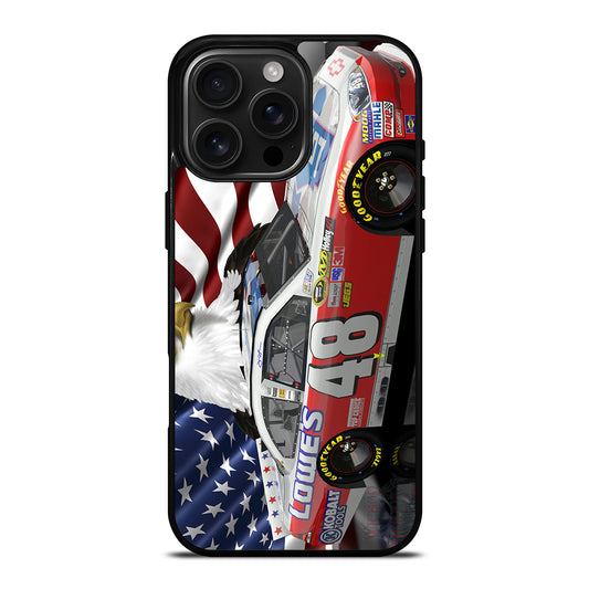 JIMMIE JOHNSON NASCAR AMERICAN FLAG iPhone 16 Pro Max Case Cover