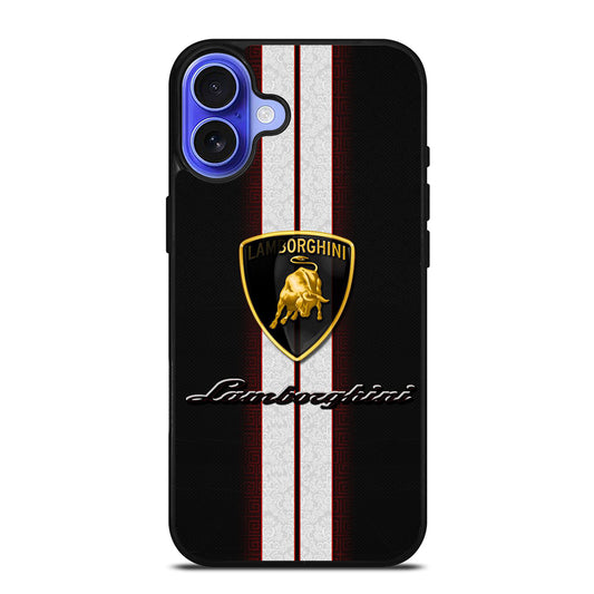 LAMBORGHINI WHITE STRIPE LOGO iPhone 16 Case Cover