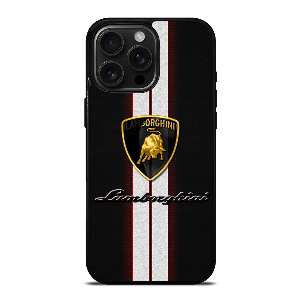 LAMBORGHINI WHITE STRIPE LOGO iPhone 16 Pro Max Case Cover