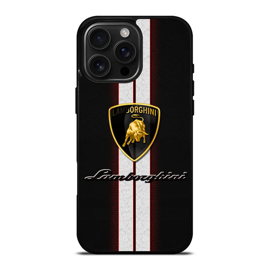LAMBORGHINI WHITE STRIPE LOGO iPhone 16 Pro Max Case Cover