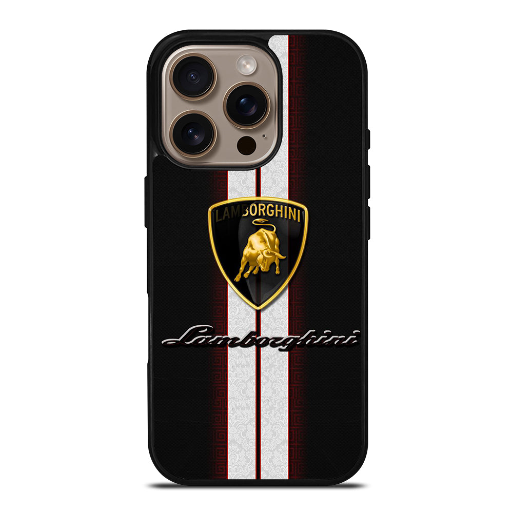 LAMBORGHINI WHITE STRIPE LOGO iPhone 16 Pro Case Cover