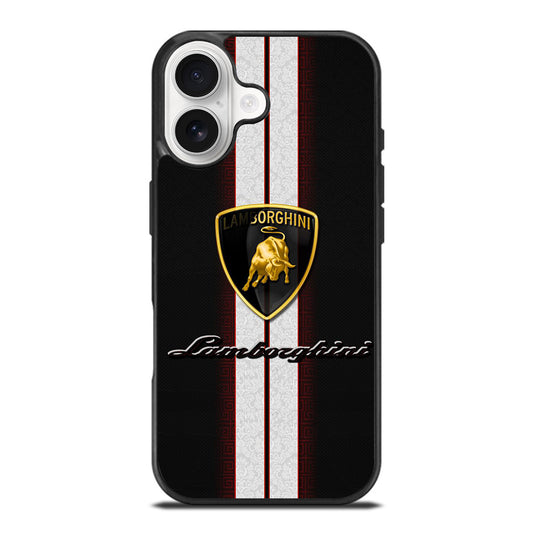 LAMBORGHINI WHITE STRIPE LOGO iPhone 17 Case Cover