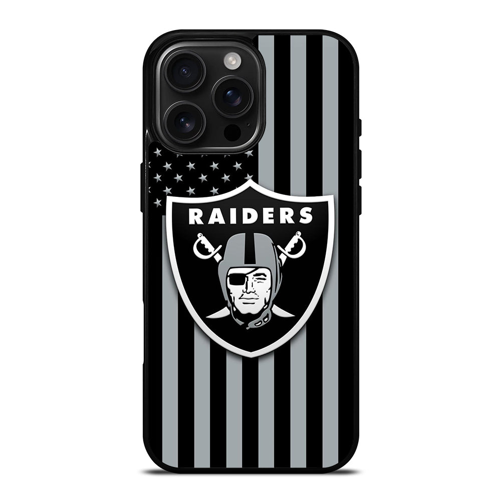 LAS VEGAS RAIDERS AMERICAN FLAG LOGO iPhone 16 Pro Max Case Cover