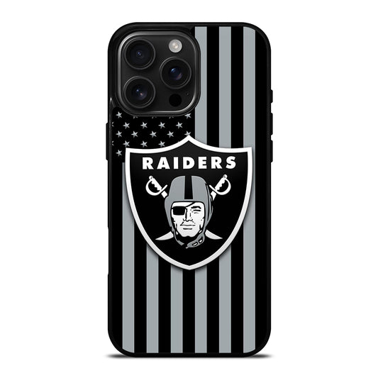 LAS VEGAS RAIDERS AMERICAN FLAG LOGO iPhone 16 Pro Max Case Cover
