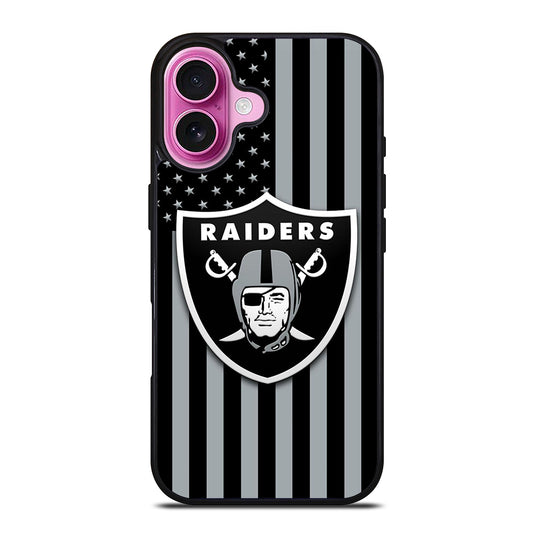 LAS VEGAS RAIDERS AMERICAN FLAG LOGO iPhone 16 Plus Case Cover