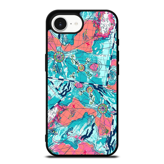 LILLY PULITZER WORLD MAPS iPhone 16e Case Cover