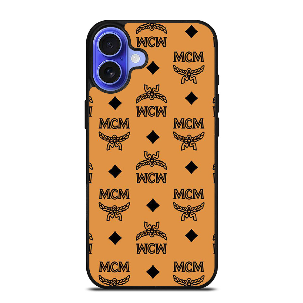 MCM WORLD WIDE BROWN LEATHER PATTERN iPhone 16 Case Cover