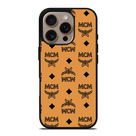 MCM WORLD WIDE BROWN LEATHER PATTERN iPhone 16 Pro Case Cover