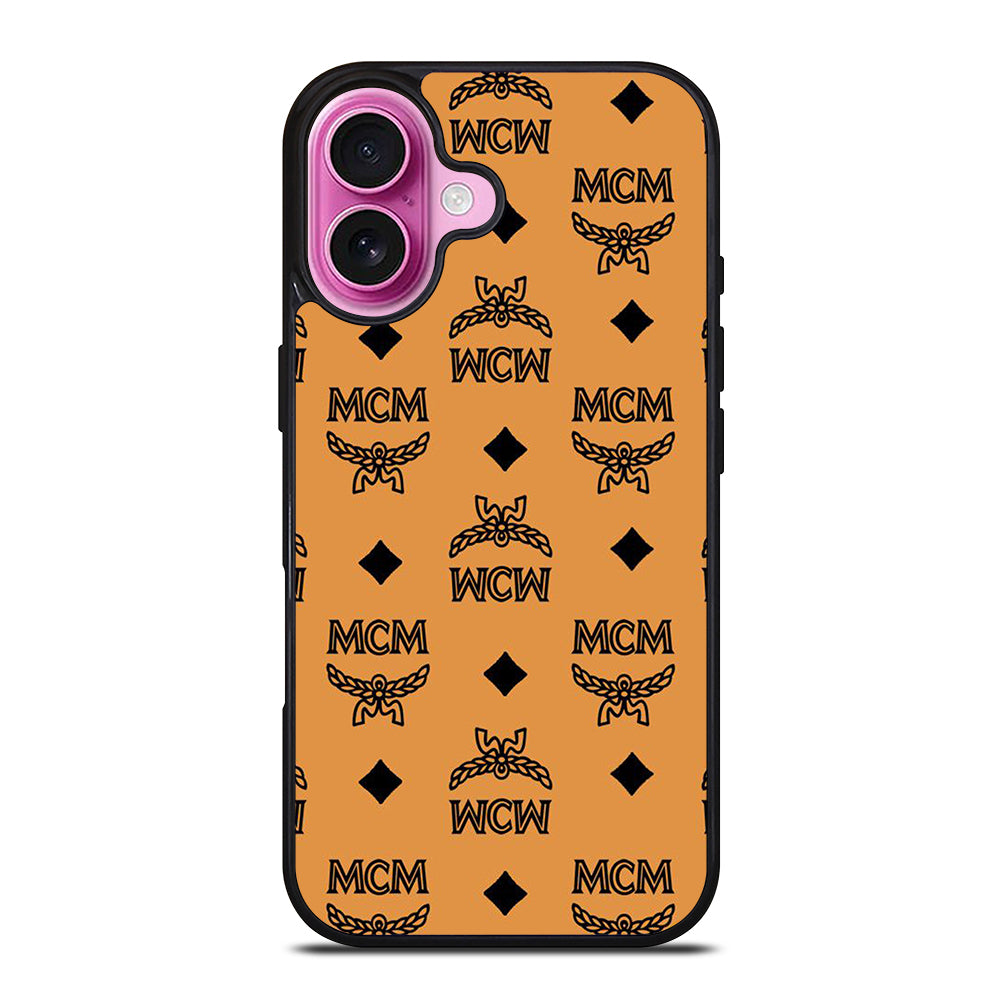 MCM WORLD WIDE BROWN LEATHER PATTERN iPhone 16 Plus Case Cover