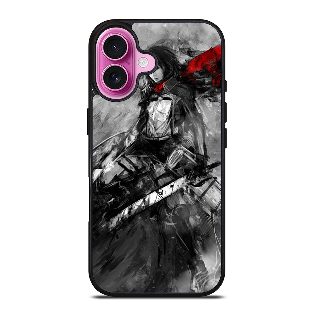 MIKASA ACKERMAN ATTACK ON TITAN ART iPhone 16 Plus Case Cover