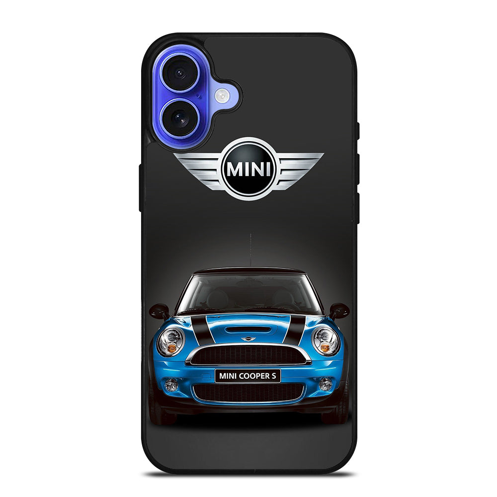 MINI COOPER BLUE CAR iPhone 16 Case Cover