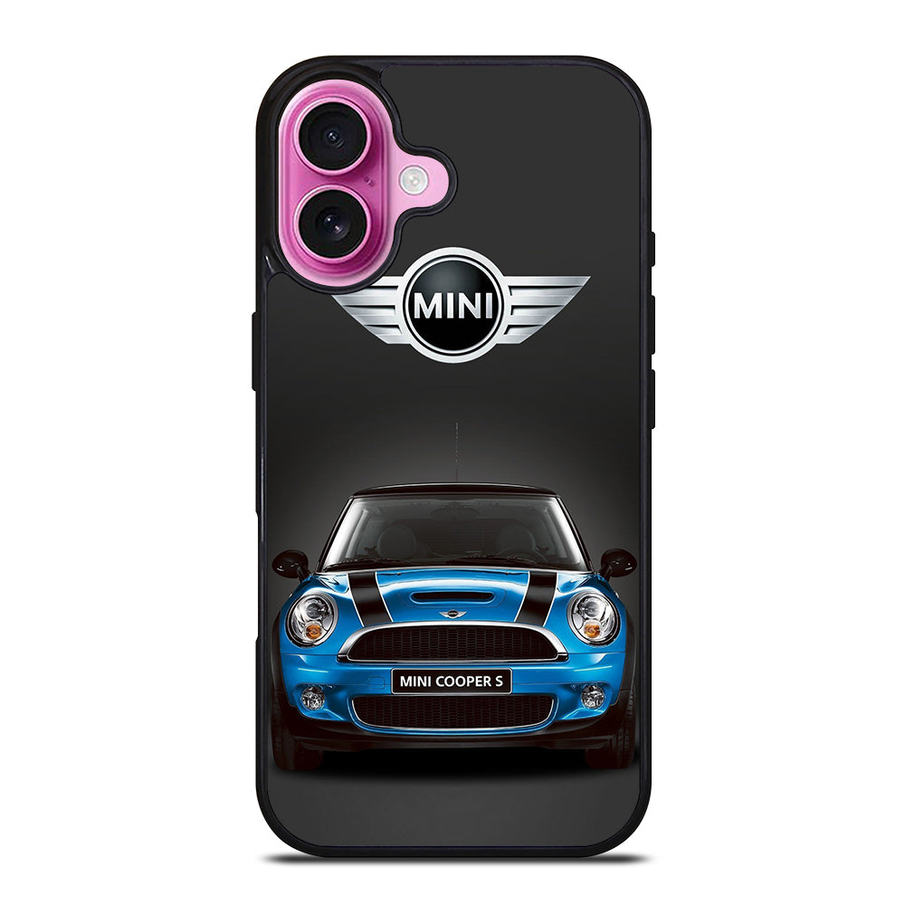 MINI COOPER BLUE CAR iPhone 16 Plus Case Cover