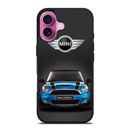 MINI COOPER BLUE CAR iPhone 16 Plus Case Cover