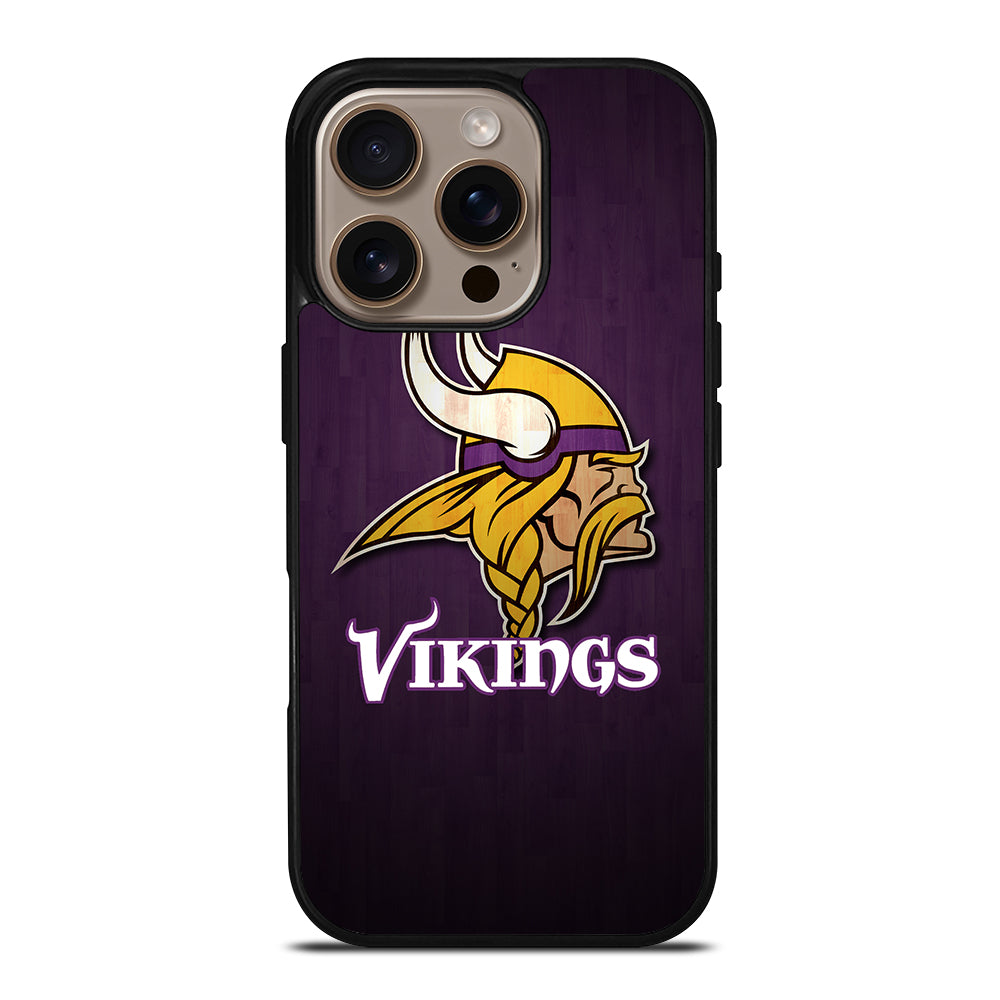 MINNESOTA VIKINGS WOODEN LOGO iPhone 16 Pro Case Cover