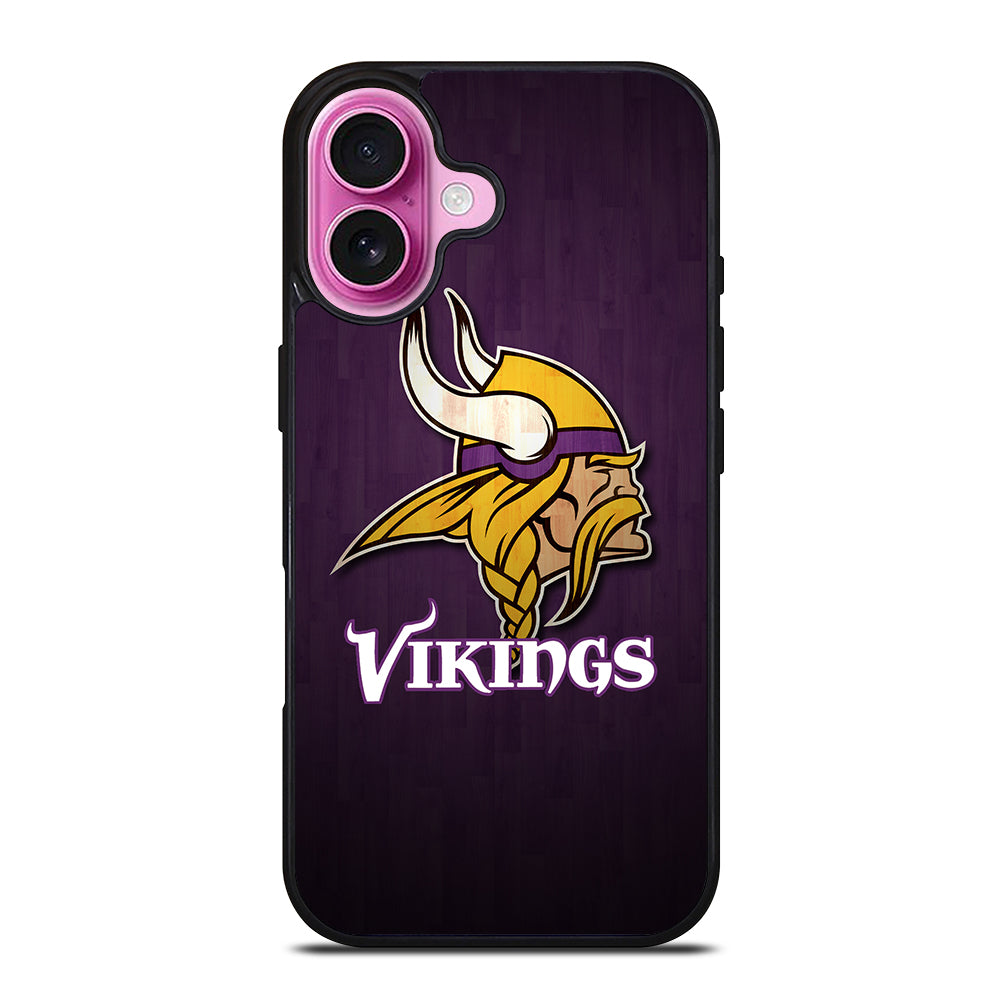 MINNESOTA VIKINGS WOODEN LOGO iPhone 16 Plus Case Cover