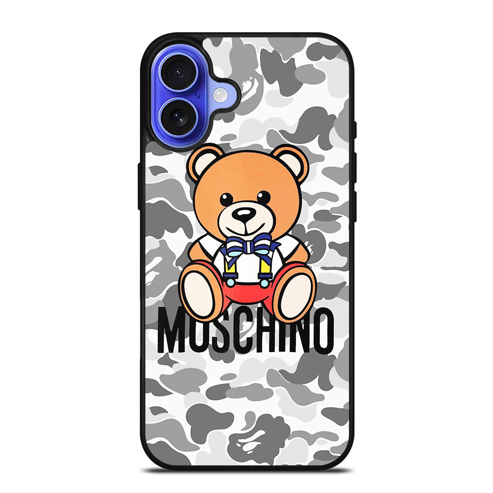 MOSCHINO TEDDY BEAR BAPE CAMO iPhone 16 Case Cover