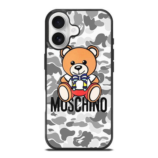 MOSCHINO TEDDY BEAR BAPE CAMO iPhone 17 Case Cover