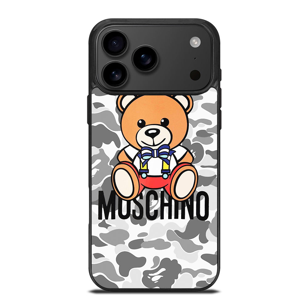 MOSCHINO TEDDY BEAR BAPE CAMO iPhone 17 Pro Max Case Cover