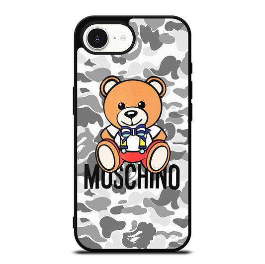 MOSCHINO TEDDY BEAR BAPE CAMO iPhone 16e Case Cover