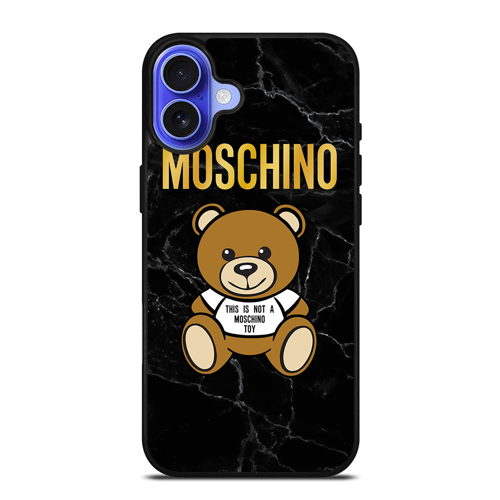 MOSCHINO TEDDY BEAR BLACK MARBLE iPhone 16 Case Cover