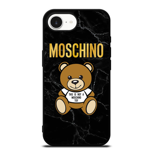 MOSCHINO TEDDY BEAR BLACK MARBLE iPhone 16e Case Cover