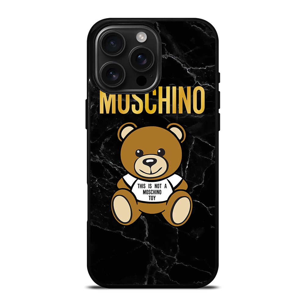 MOSCHINO TEDDY BEAR BLACK MARBLE iPhone 16 Pro Max Case Cover