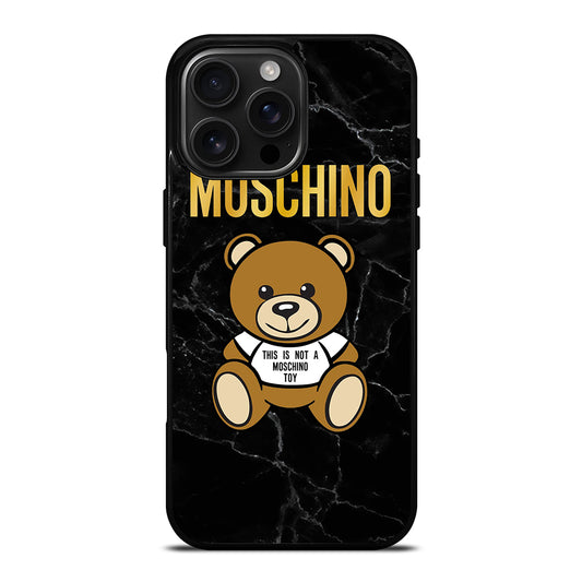 MOSCHINO TEDDY BEAR BLACK MARBLE iPhone 16 Pro Max Case Cover