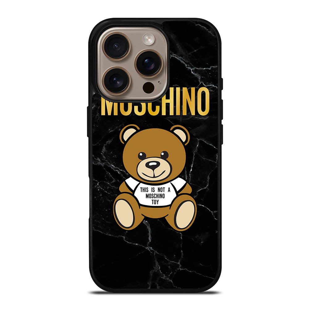 MOSCHINO TEDDY BEAR BLACK MARBLE iPhone 16 Pro Case Cover