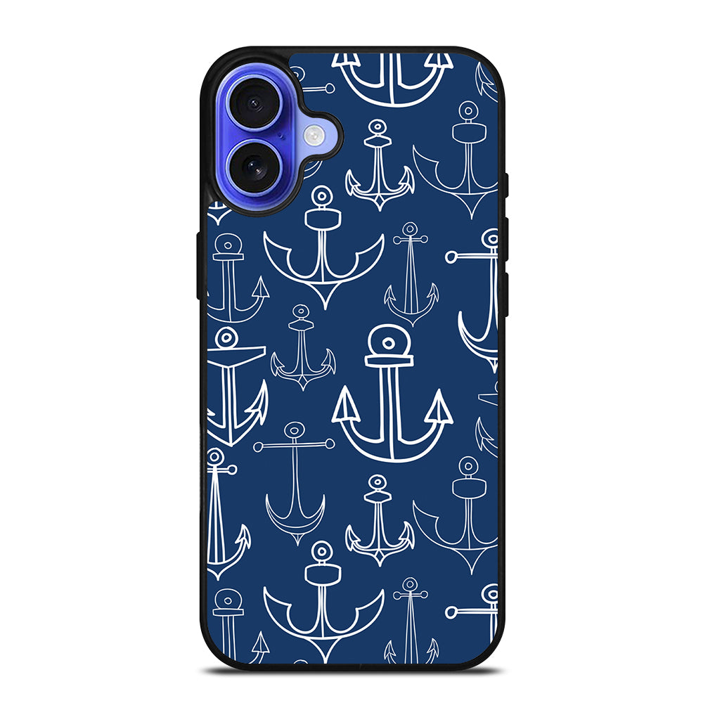 NAUTICAL ANCHOR PATTERN iPhone 16 Case Cover