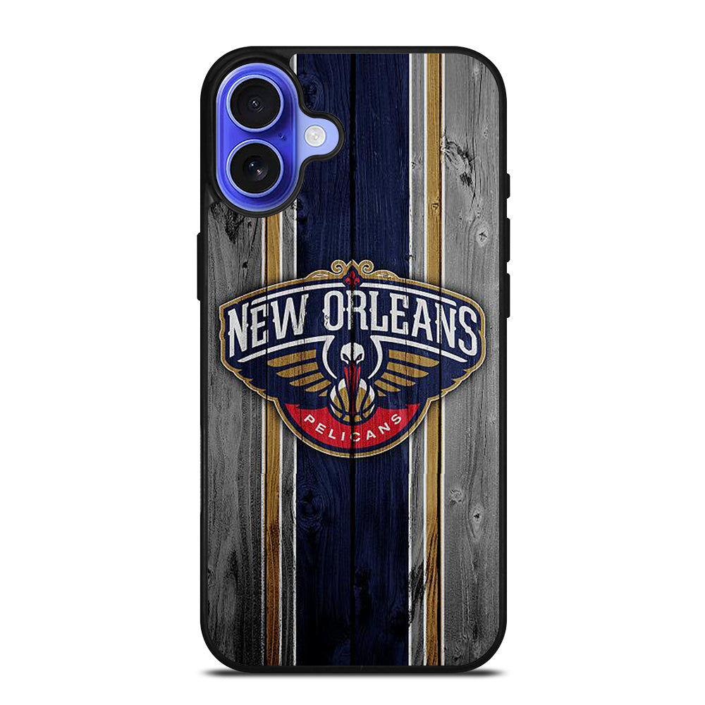 NEW ORLEANS PELICANS WOODEN LOGO iPhone 16 Case Cover