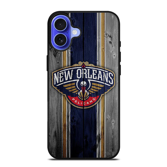 NEW ORLEANS PELICANS WOODEN LOGO iPhone 16 Case Cover