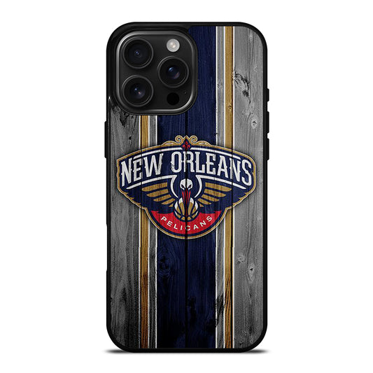 NEW ORLEANS PELICANS WOODEN LOGO iPhone 16 Pro Max Case Cover