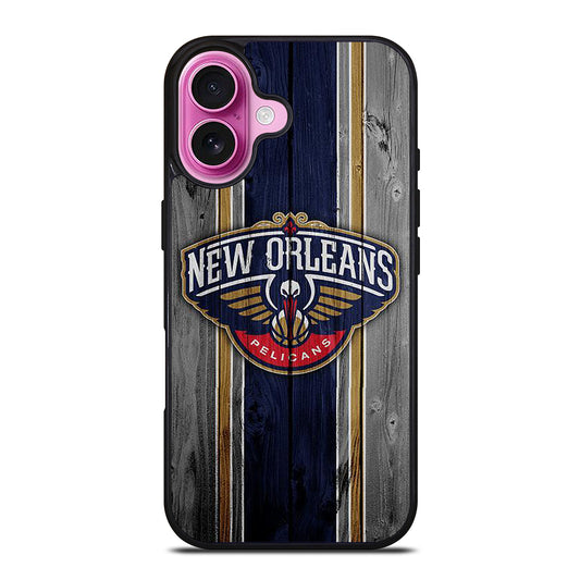 NEW ORLEANS PELICANS WOODEN LOGO iPhone 16 Plus Case Cover