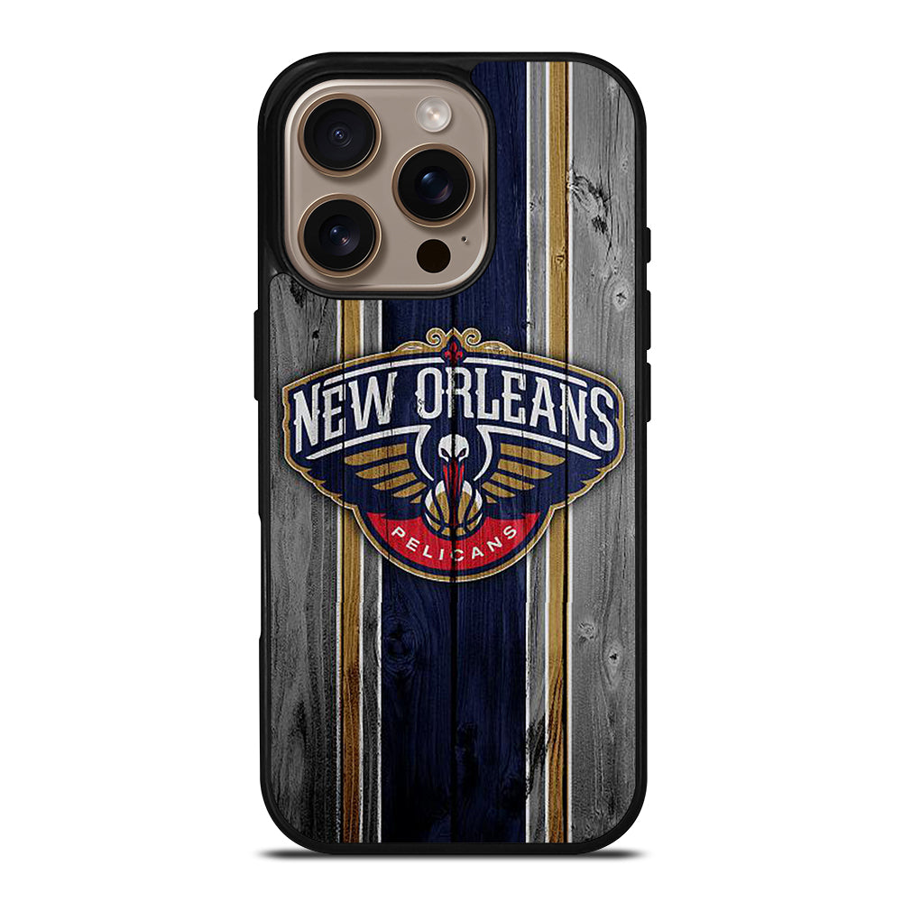 NEW ORLEANS PELICANS WOODEN LOGO iPhone 16 Pro Case Cover