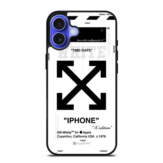 OFF WHITE BLACK CROSS iPhone 16 Case Cover