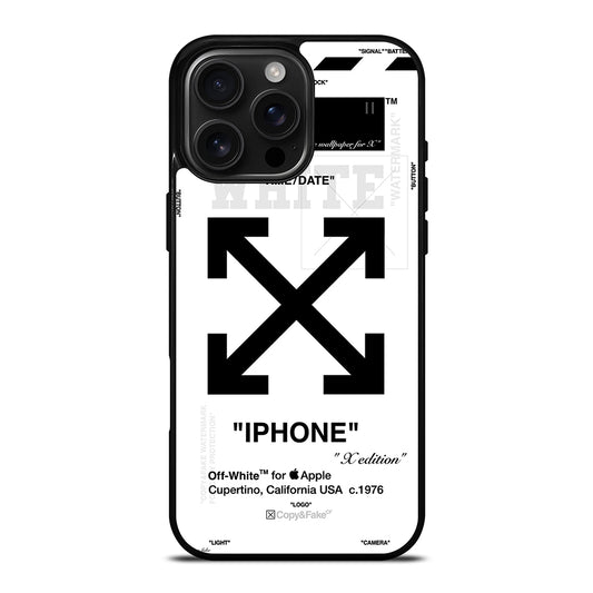 OFF WHITE BLACK CROSS iPhone 16 Pro Max Case Cover