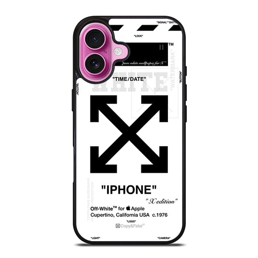 OFF WHITE BLACK CROSS iPhone 16 Plus Case Cover
