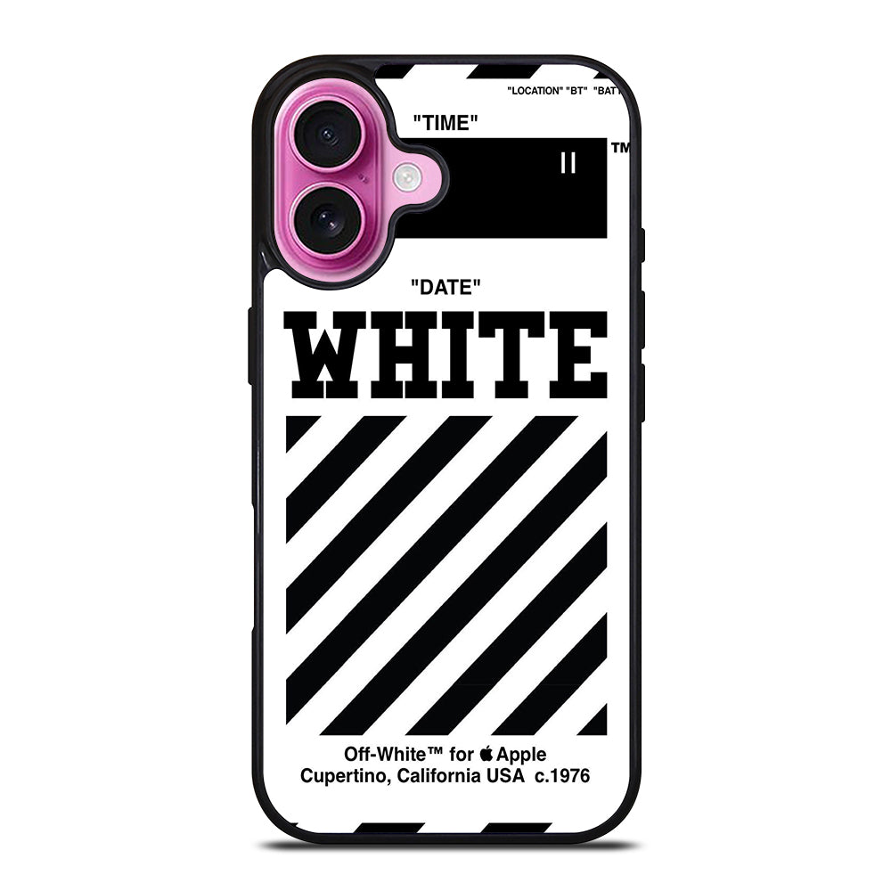 OFF WHITE BLACK STRIPE iPhone 16 Plus Case Cover
