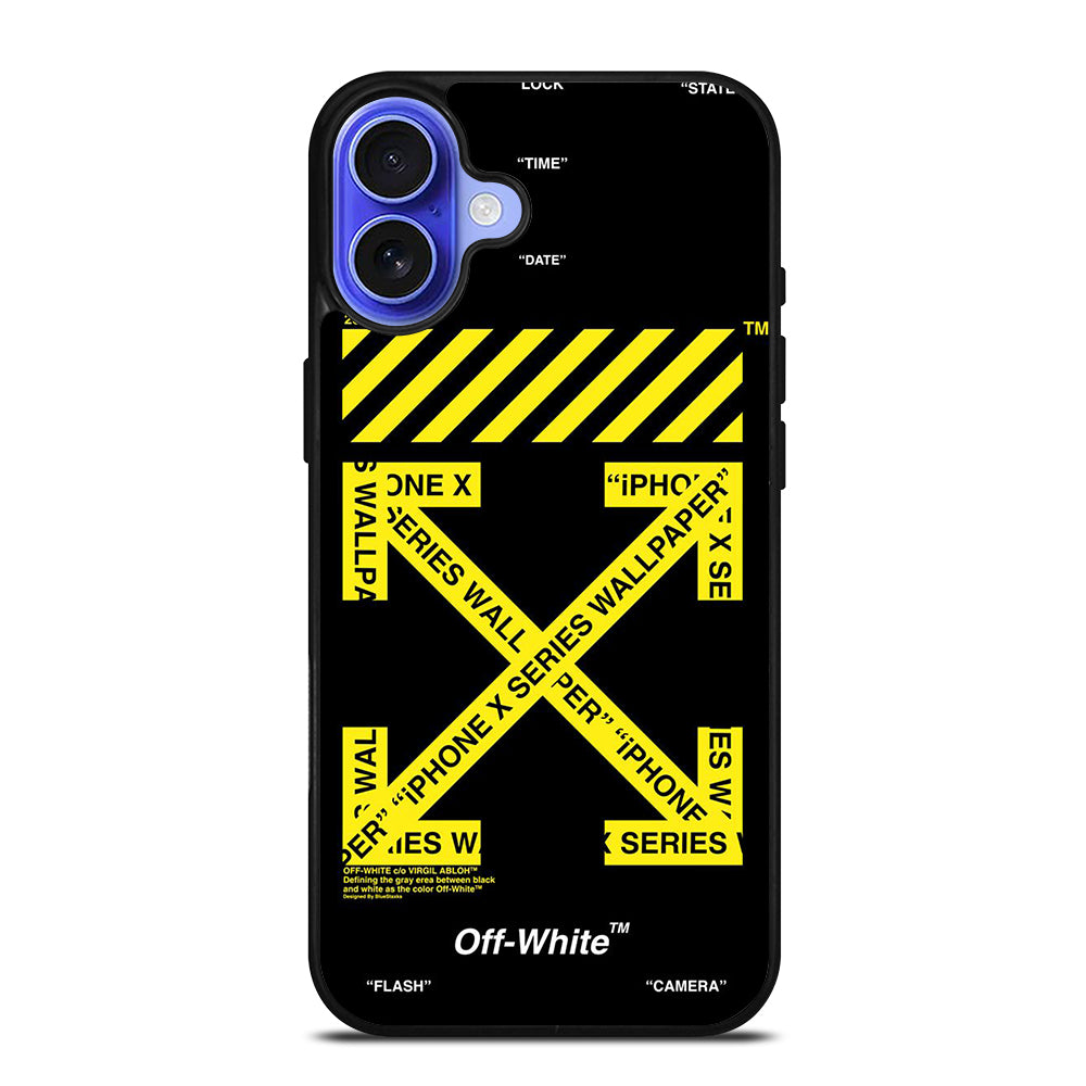 OFF WHITE YELLOW CROSS iPhone 16 Case Cover