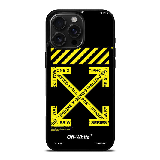 OFF WHITE YELLOW CROSS iPhone 16 Pro Max Case Cover
