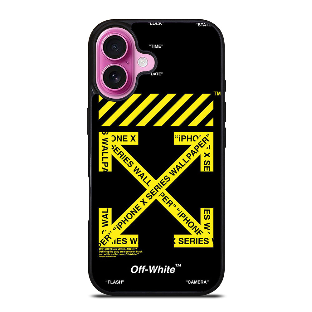 OFF WHITE YELLOW CROSS iPhone 16 Plus Case Cover