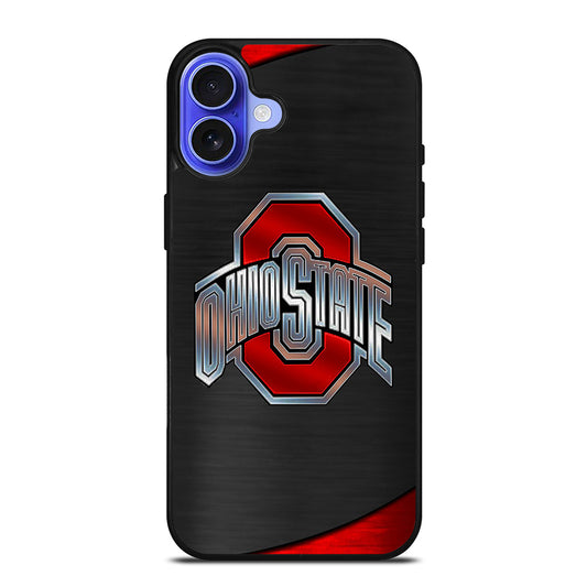 OHIO STATE BUCKEYES METAL LOGO iPhone 16 Case Cover