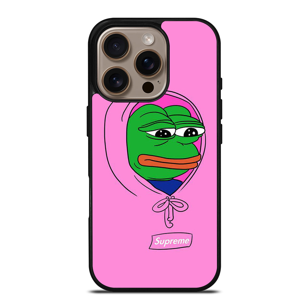 PEPE THE SMUG FROG PINK HOODIE iPhone 16 Pro Case Cover